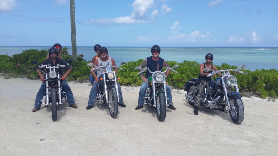 Cayman Custom Cycles riders on the Grand Cayman coast