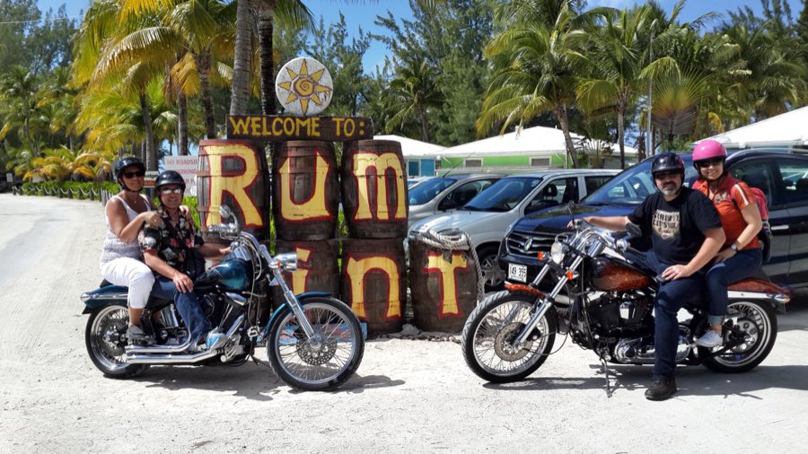 Guided Harley-Davidson tour group on Grand Cayman